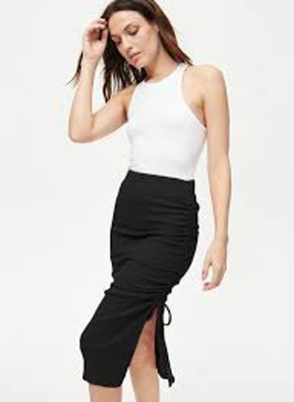 MICHAEL STARS Lisa Marie Rib Knit Midi Skirt Size Small S Black COMFY STRETCHY